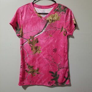 Realtree Pink Camo T Shirt Women's M(8-10) Outdoors Short Sleeve